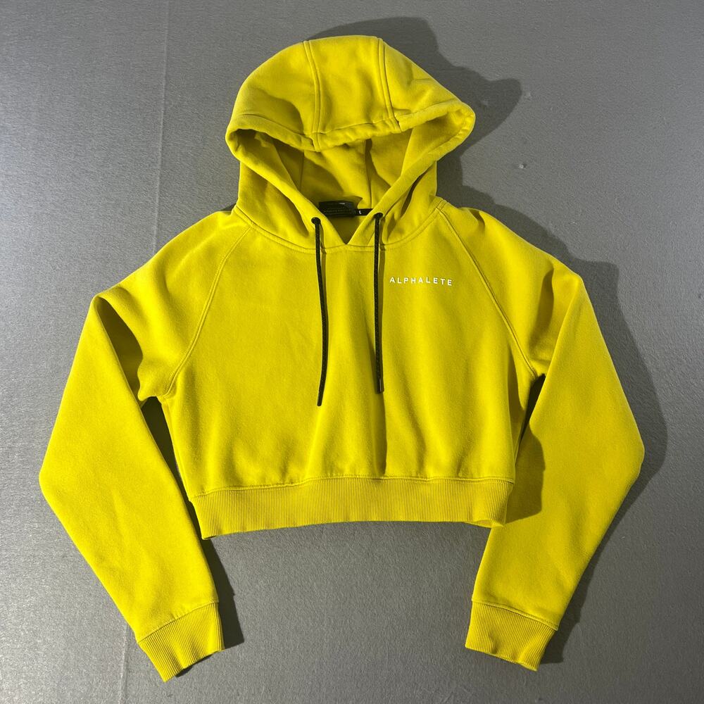 Alphalete Yellow Cropped Hoodie Women Small Pullover